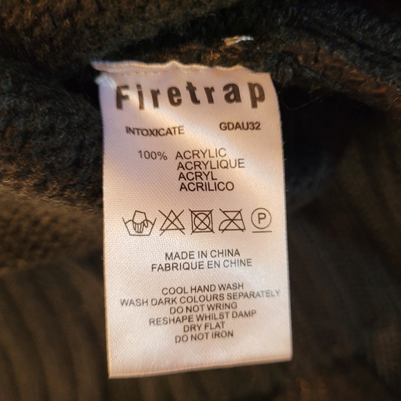 Firetrap Y2k Ultra Rare Zipped Cropped Sweater In Black Burn Shiny Effect - Xs - Picture 4 of 7